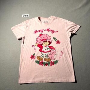 The World of Strawberry Shortcake T Shirt Womens S Pink Graphic Print Pullover